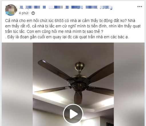 Một cư dân ở Hà Nội mô tả rung lắc khiến chị tưởng chứng bị tiền đình - Ảnh chụp màn hình