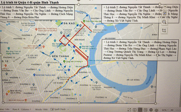 Lộ trình thay thế cho xe đi từ Q.4 đi Q.Bình Thạnh - Ảnh do Sở GTVT TP cung cấp