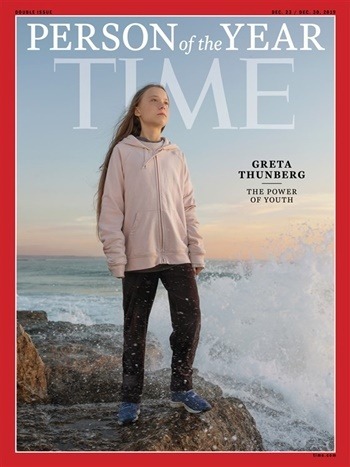 Hình ảnh Greta Thunberg trên bìa tạp chí Time. Ảnh: Time.