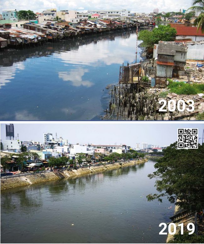 Kênh Tàu Hũ nhìn từ cầu chữ Y sau khi được cải tạo.