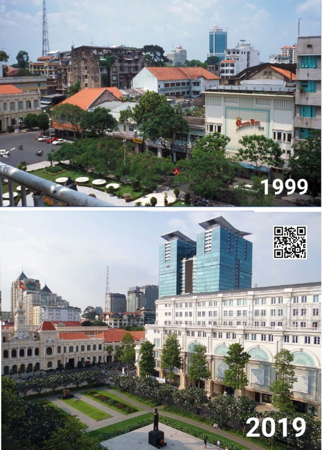 Một góc nhìn về khu Eden xưa và công trình trung tâm thương mại hiện nay, nhìn từ Khách sạn Rex.