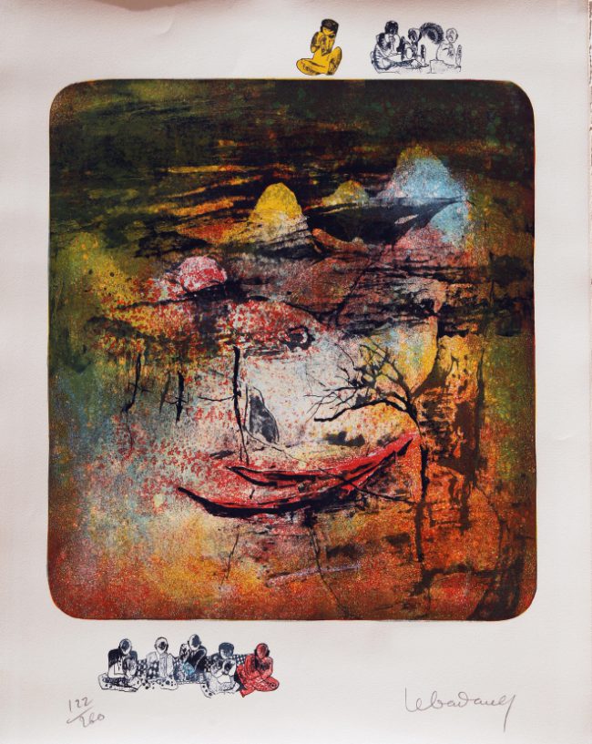 Tác phẩm “Chốn cũ” (in đồ họa, 75cm x 55,5cm), bản in đánh số 122/160. Tên tác phẩm này do nhà đấu giá Lý Thị tạm đặt