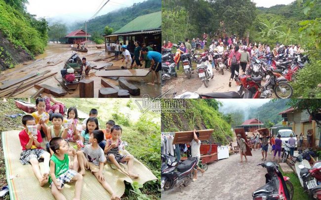 Thủy điện Bản Vẽ từng xả lũ sập cầu, nước bất ngờ dâng cao khiến người dân nháo nhào ôm đồ chạy tháo lên núi cao lánh nạn...