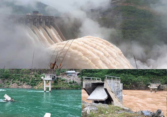 hủy điện Bản Vẽ xả lũ gây sập và hư hại nhiều cây cầu trên địa bàn