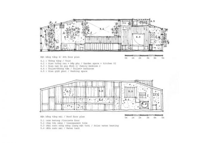Mặt bằng tầng 4 và mái.