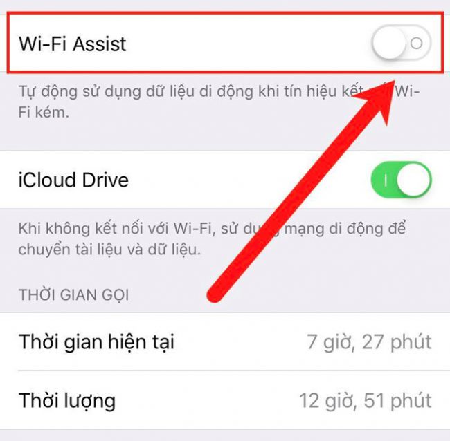 Hãy tắt Wi-Fi Assist nếu không muốn dung lượng 3G/4G bị sử dụng mà bạn không hề biết.