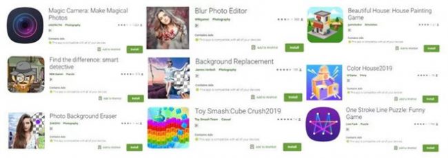 Những ứng dụng có chứa quảng cáo chiếm dụng màn hình thiết bị người dùng trước khi bị xóa khỏi cửa hàng Google Play. Ảnh: Android Central.