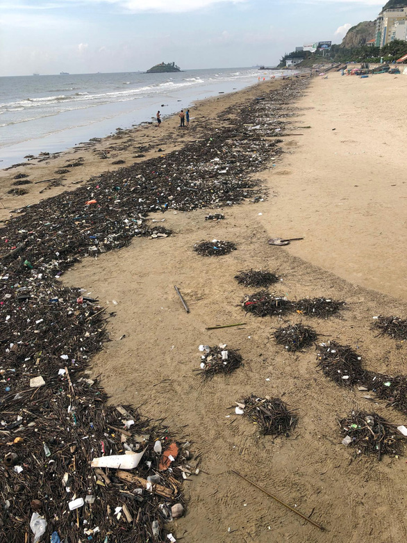 Rác tấp dọc theo bãi tắm dài gần 10 cây số, che lấp bãi cát đẹp, phẳng và dài của Vũng Tàu