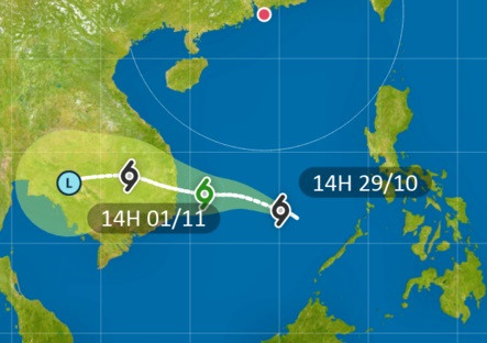 Hình ảnh đường đi bão số 5 của Đài Khí tượng Hong Kong.