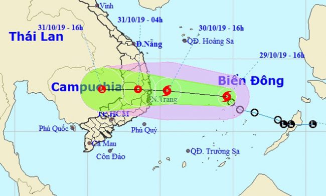 Đường đi và vùng ảnh hưởng của bão số 5 khi đổ bộ vào đất liền. Đồ họa: Nhân Lê.