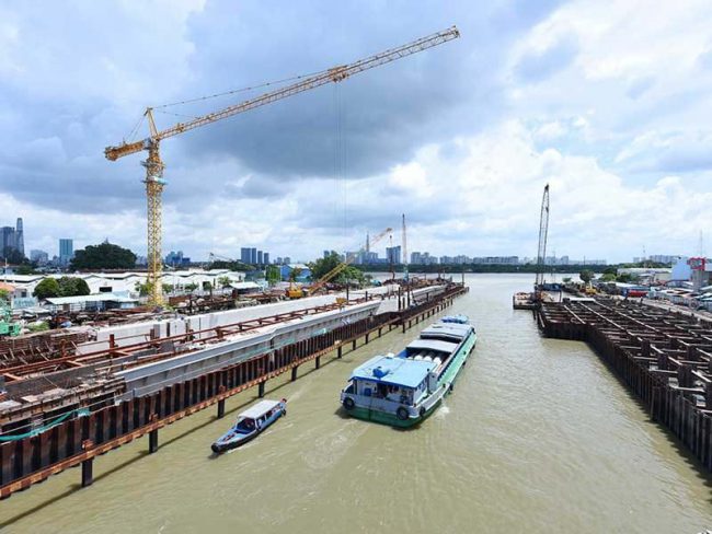 Dự án cống Tân Thuận nằm trong gói dự án chống ngập 10.000 tỉ đồng của thành phố. Ảnh: Kiên Cường