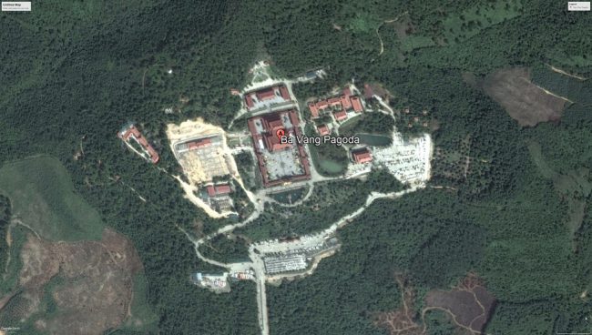 Chùa Ba Vàng - Ảnh vệ tinh Google Earth năm 2018