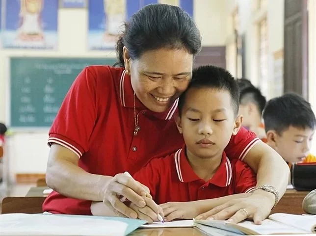 Cô Nguyễn Thị Hòa tại lớp học tình thương.