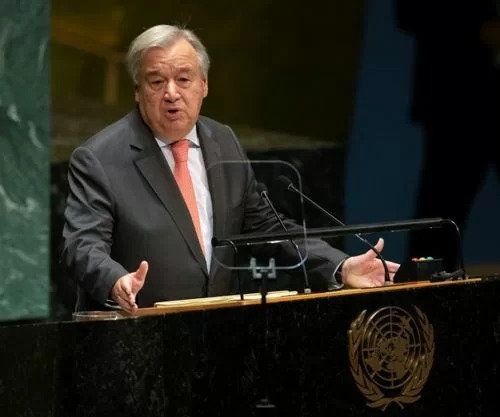 Tổng thư ký Liên Hợp Quốc Antonio Guterres phát biểu trong phiên họp thứ 74 Đại Hội đồng Liên Hợp Quốc tại trụ sở ở New York ngày 24/9. Ảnh: AFP.