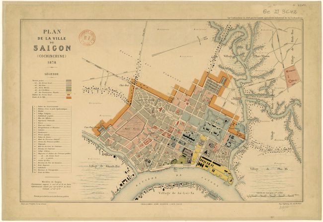 Bản đồ Sài Gòn năm 1878 có ghi nhận các công trình hiện hữu