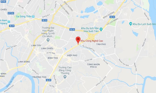 Vị trí Khu Công nghệ cao TP.HCM nằm bên Xa lộ Hà Nội, quận 9. Ảnh: Google Maps