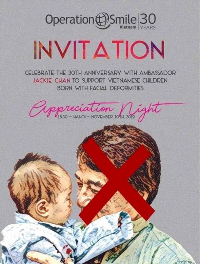 Operation smile Vietnam định mời Thành Long tham gia sự kiện kỷ niệm 30 năm tại Việt Nam Ảnh chụp màn hình