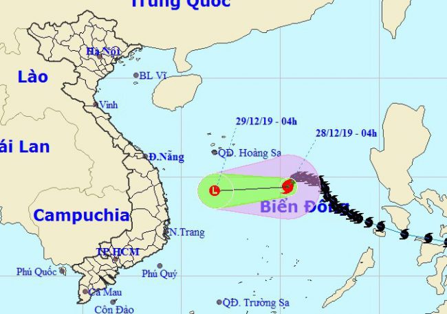 Dự báo vị trí và hướng di chuyển của bão số 8 - Nguồn: Trung tâm Dự báo khí tượng thủy văn quốc gia