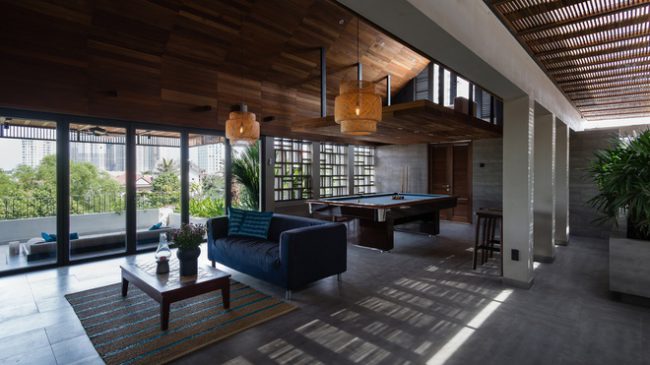 Tầng tiếp theo của ngôi nhà được chủ nhân sử dụng 100% làm không gian giải trí, sinh hoạt chung cho gia đình.