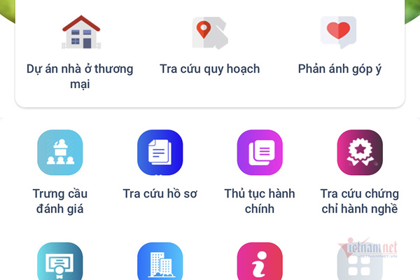 Giao diện ứng dụng SXD 247 của Sở Xây dựng vừa ra mắt.
