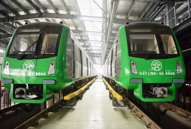Các đoàn tàu Cát Linh - Hà Đông đã được chạy thử nhiều tháng. Ảnh: Giang Huy