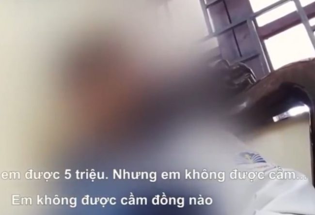 Trong phóng sự của VTV, các nạn nhân tiết lộ số tiền nhận được sau khi bị ép bán trinh. Ảnh: Cắt từ clip.