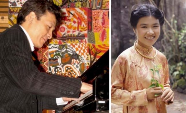 Nhà soạn nhạc Nguyễn Lê Tuyên và nhà thơ Hạnh Ngộ. Ảnh: TL